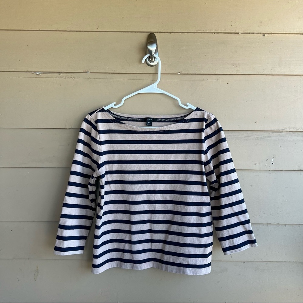 J.Crew Striped Long Sleeve Blouse - XS Neutral Preppy Casual